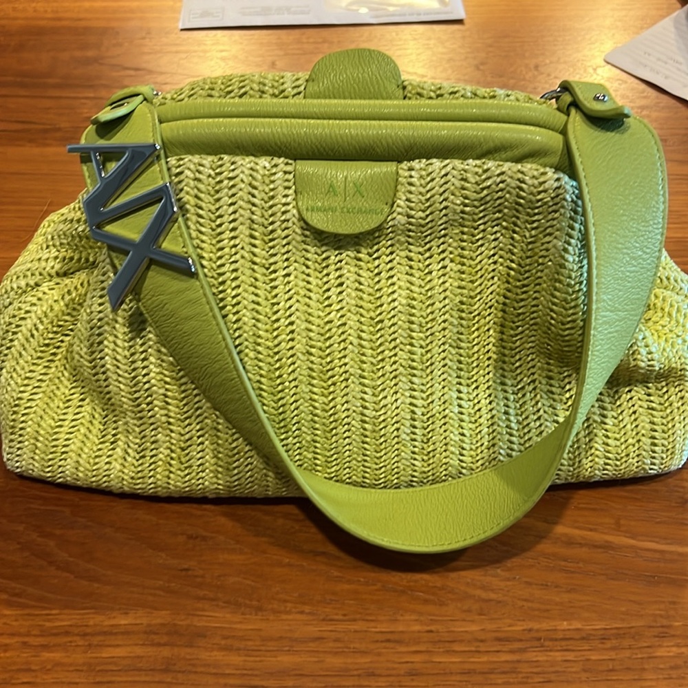 Armani Exchange lime green weave bag